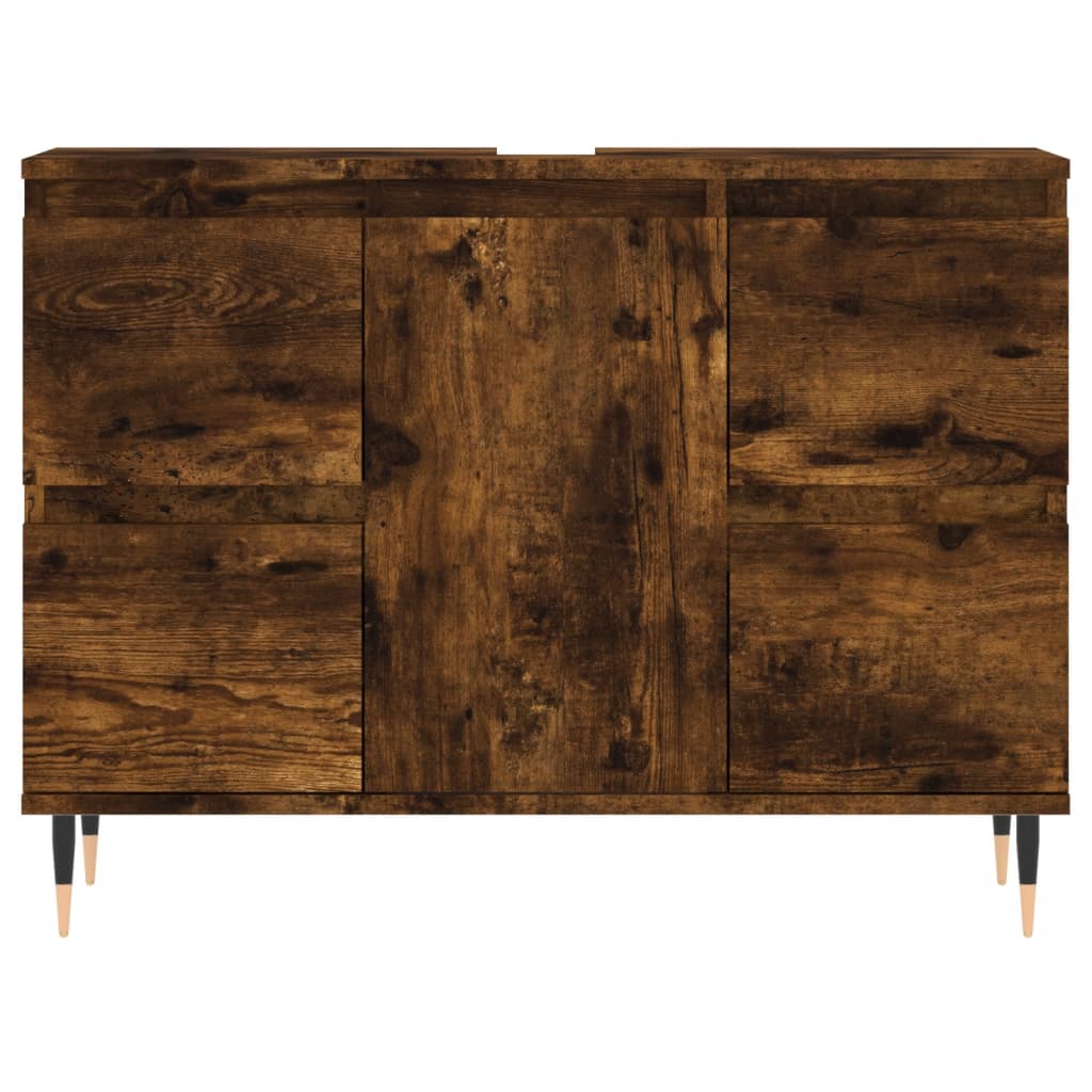 vidaXL Badschrank Räuchereiche 80x33x60 cm Holzwerkstoff