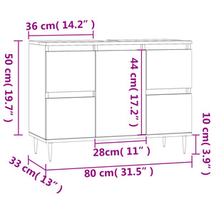 vidaXL Badschrank Räuchereiche 80x33x60 cm Holzwerkstoff