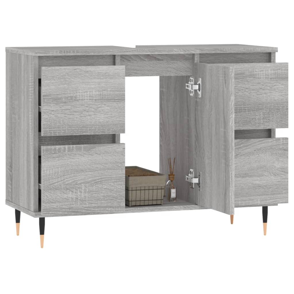 Badschrank Grau Sonoma 80x33x60 cm Holzwerkstoff VIDAXL