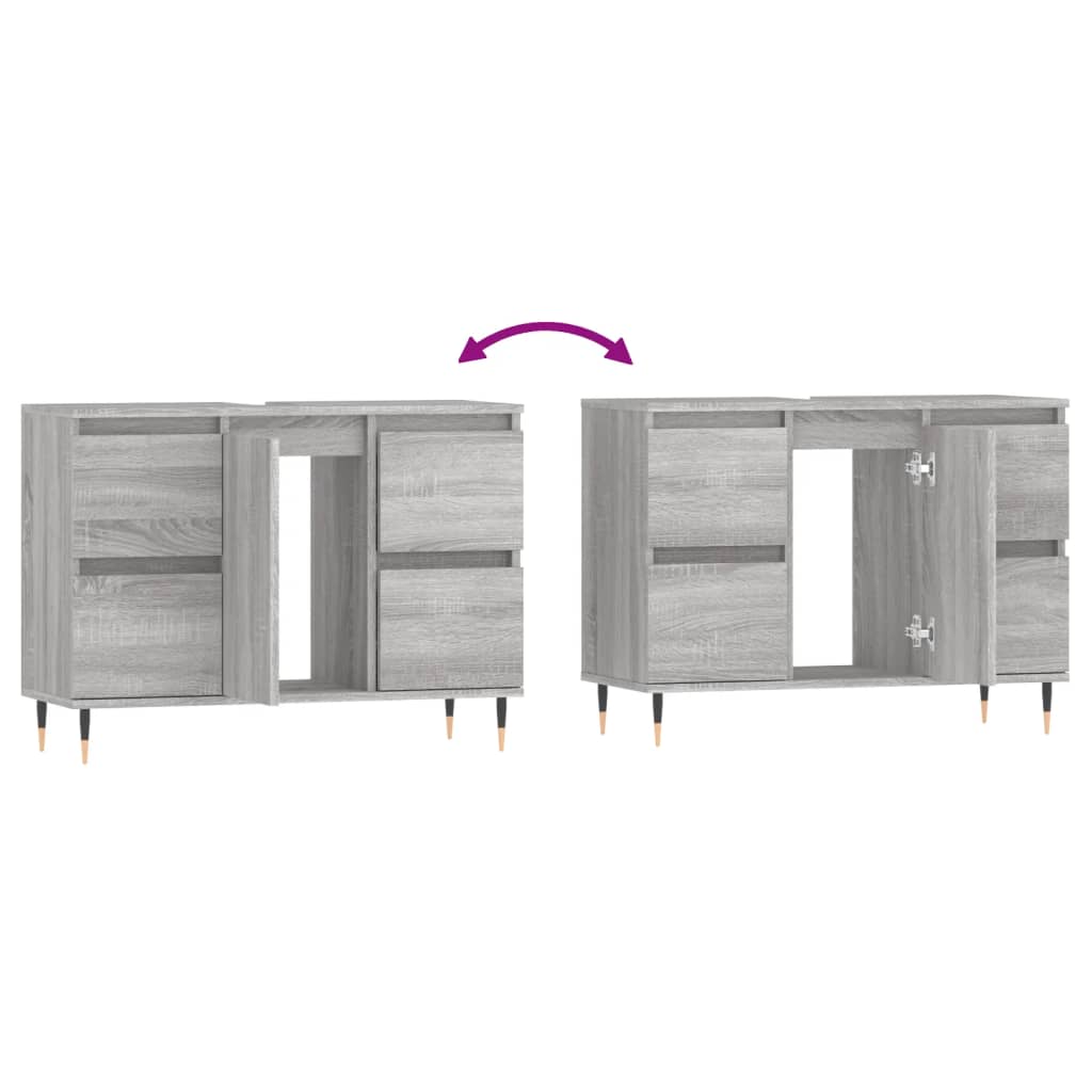 Badschrank Grau Sonoma 80x33x60 cm Holzwerkstoff VIDAXL