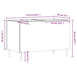 Plattenschrank Schwarz 74,5x38x48 cm Holzwerkstoff Stilecasa