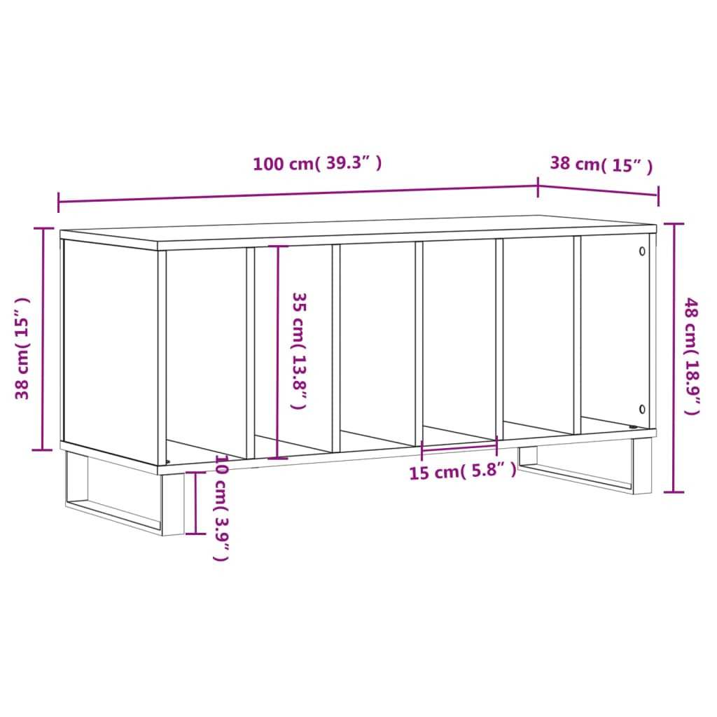 vidaXL Plattenschrank Schwarz 100x38x48 cm Holzwerkstoff