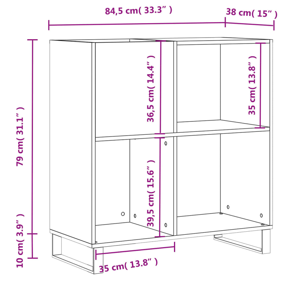 vidaXL Plattenschrank Schwarz 84,5x38x89 cm Holzwerkstoff