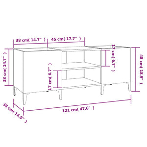 vidaXL Plattenschrank Betongrau 121x38x48 cm Holzwerkstoff