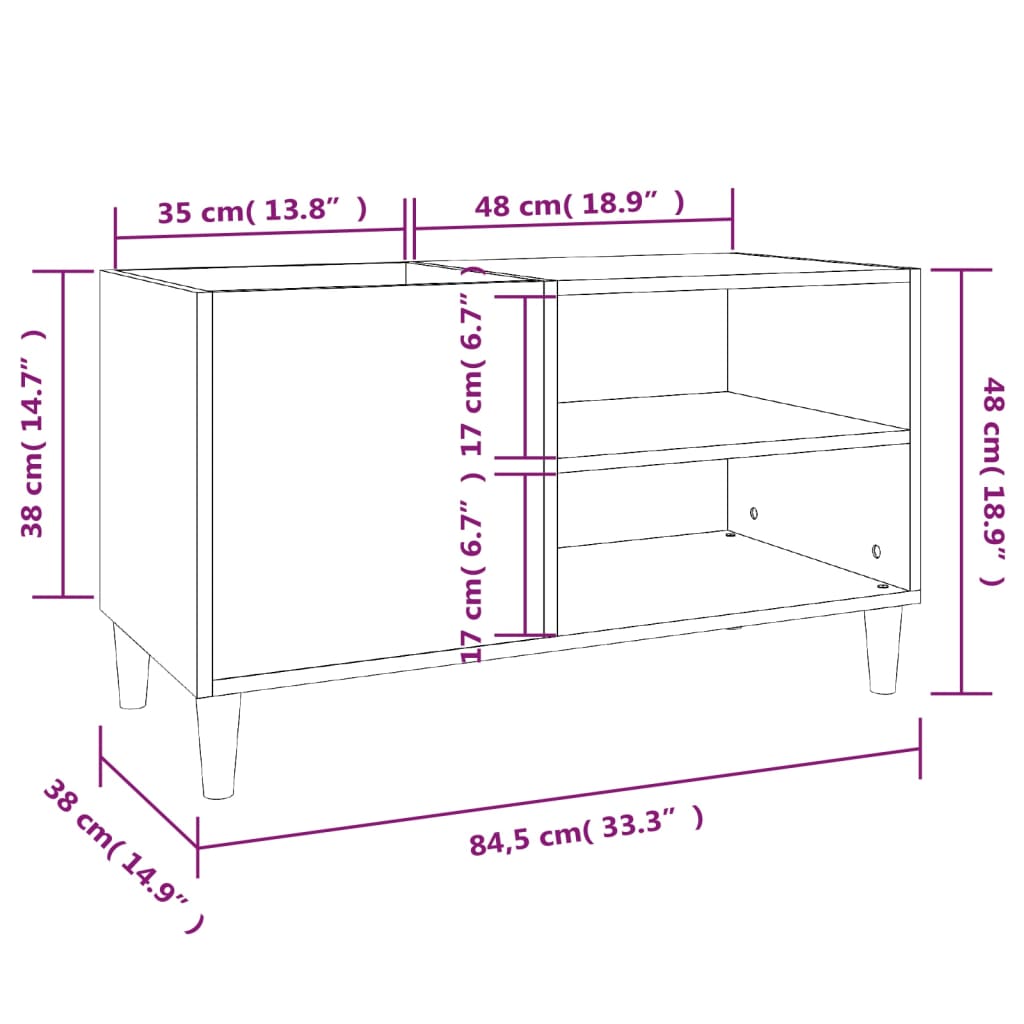 Plattenschrank Weiß 84,5x38x48 cm Holzwerkstoff Stilecasa