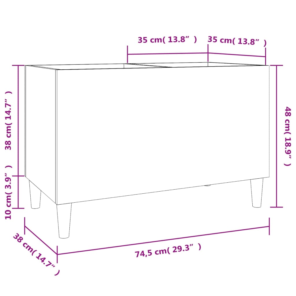 vidaXL Plattenschrank Betongrau 74,5x38x48 cm Holzwerkstoff