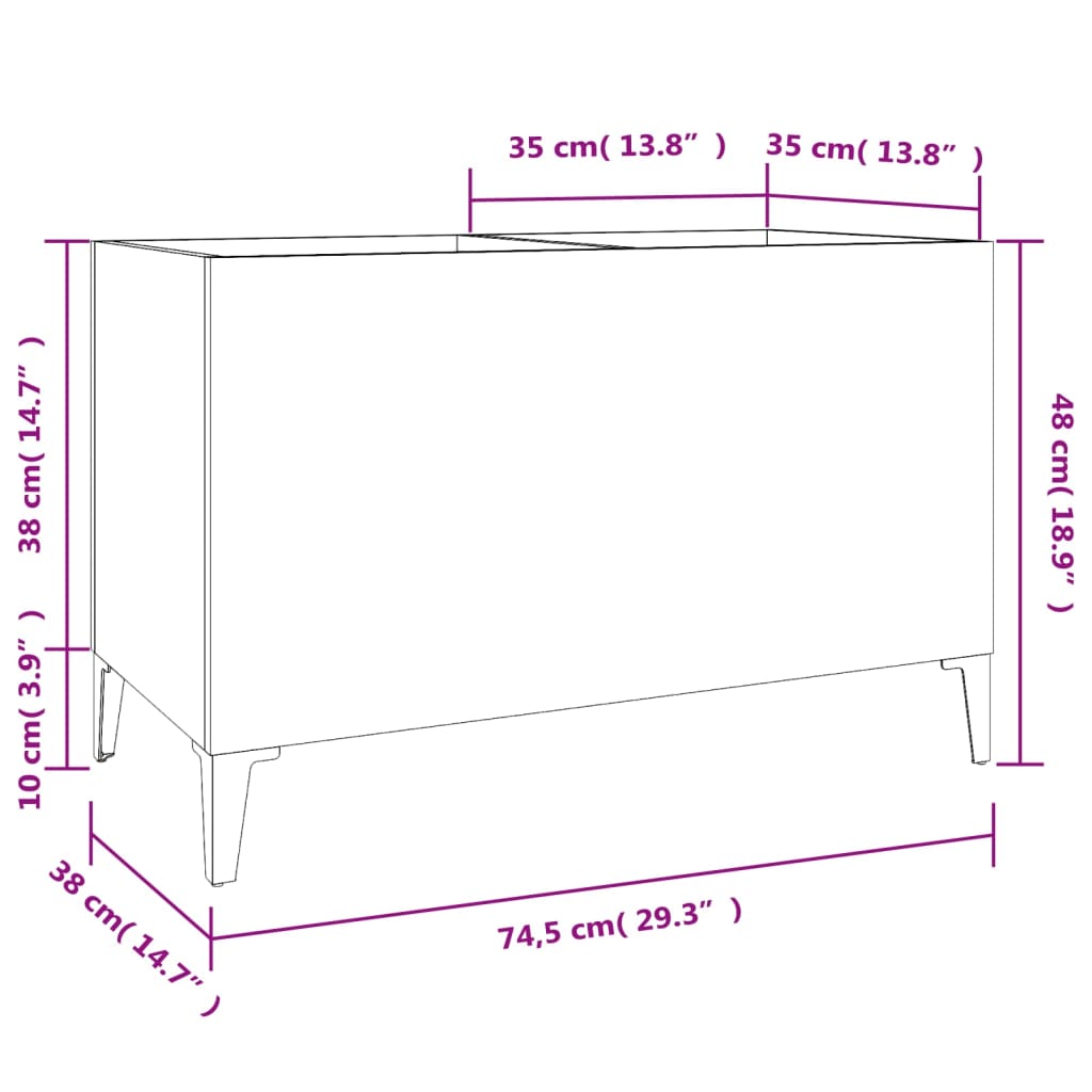 vidaXL Plattenschrank Sonoma-Eiche 74,5x38x48 cm Holzwerkstoff