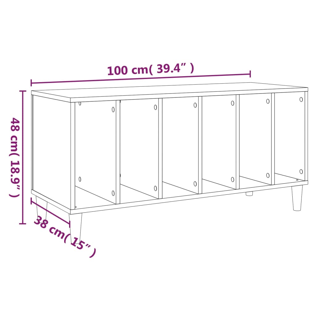 vidaXL Plattenschrank Betongrau 100x38x48 cm Holzwerkstoff