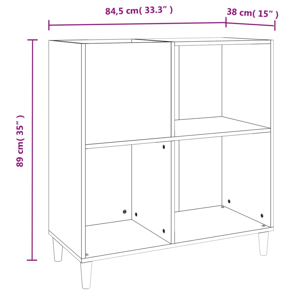 Plattenschrank Weiß 84,5x38x89 cm Holzwerkstoff Stilecasa