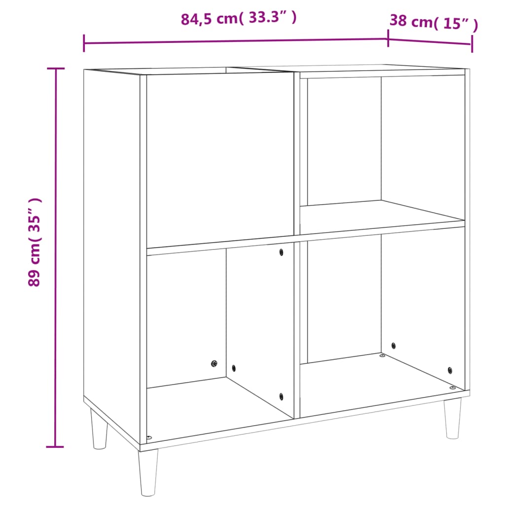 vidaXL Plattenschrank Räuchereiche 84,5x38x89 cm Holzwerkstoff