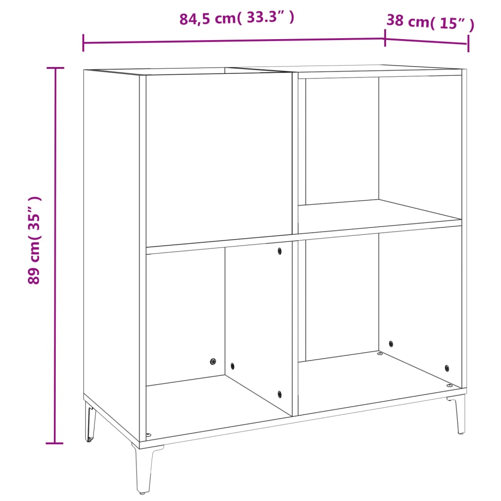 Plattenschrank Braun Eichen-Optik 84,5x38x89 cm Holzwerkstoff Stilecasa