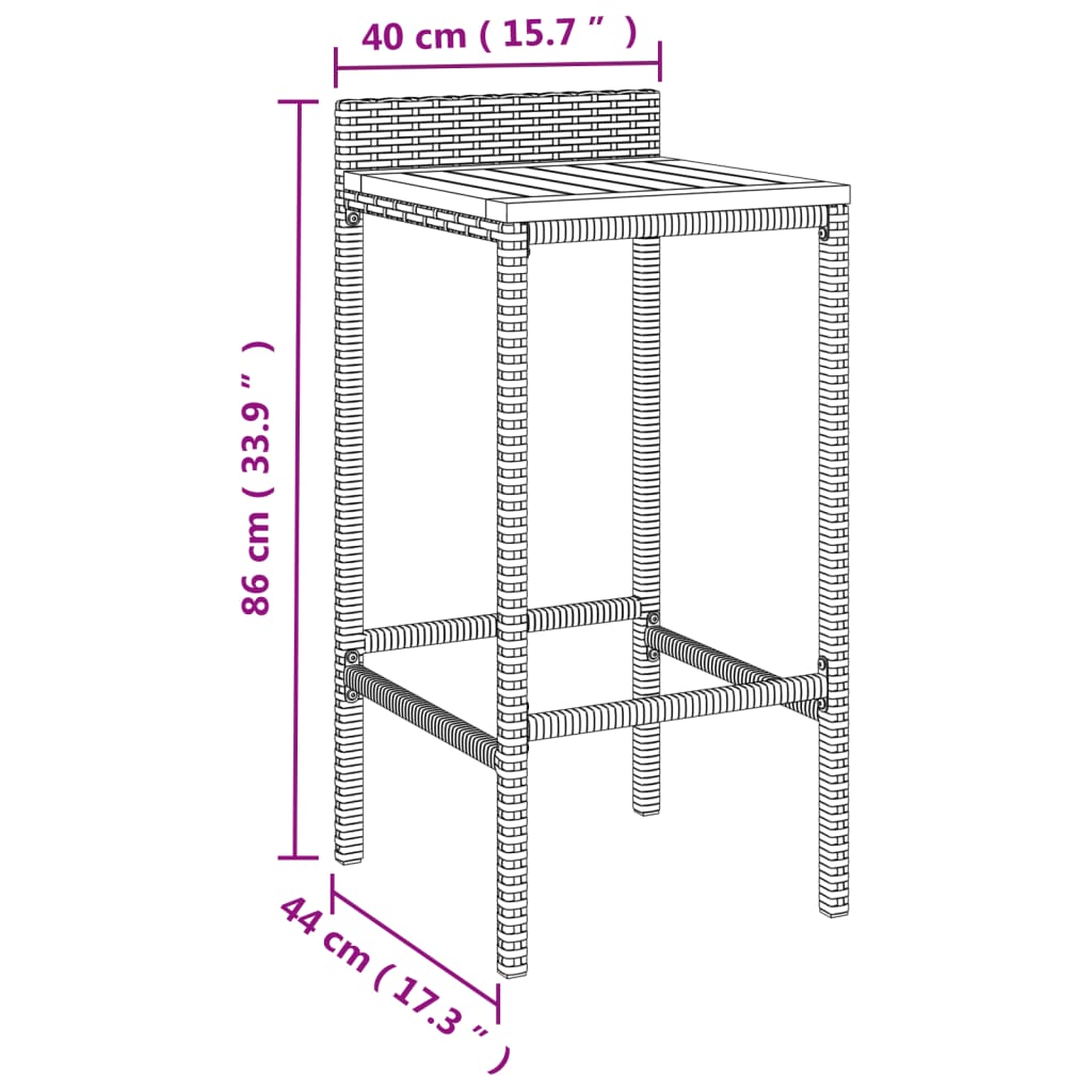 vidaXL 11-tlg. Gartenbar-Set Schwarz Poly Rattan & Massivholz Akazie