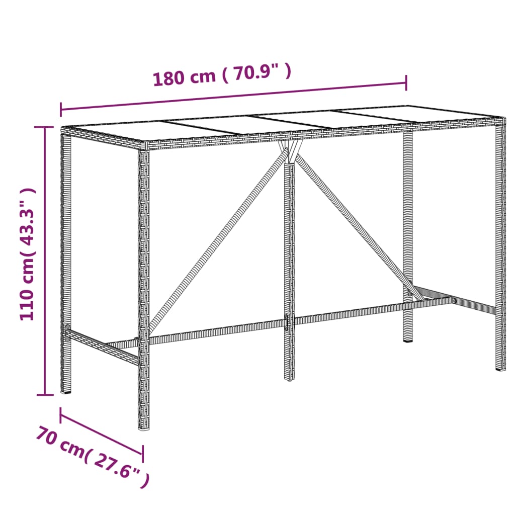 vidaXL 11-tlg. Gartenbar-Set Schwarz Poly Rattan & Massivholz Akazie