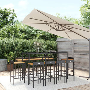 vidaXL 11-tlg. Gartenbar-Set Schwarz Poly Rattan & Massivholz Akazie