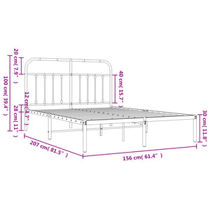 Bettgestell mit Kopfteil Metall Weiß 150x200 cm Stilecasa