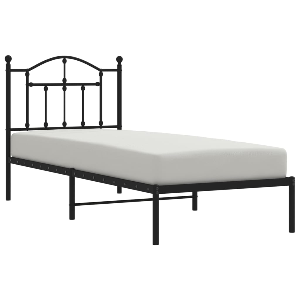 vidaXL Bettgestell mit Kopfteil Metall Schwarz 90x190 cm