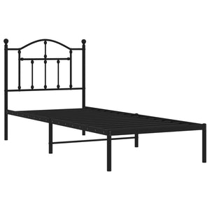 vidaXL Bettgestell mit Kopfteil Metall Schwarz 90x190 cm