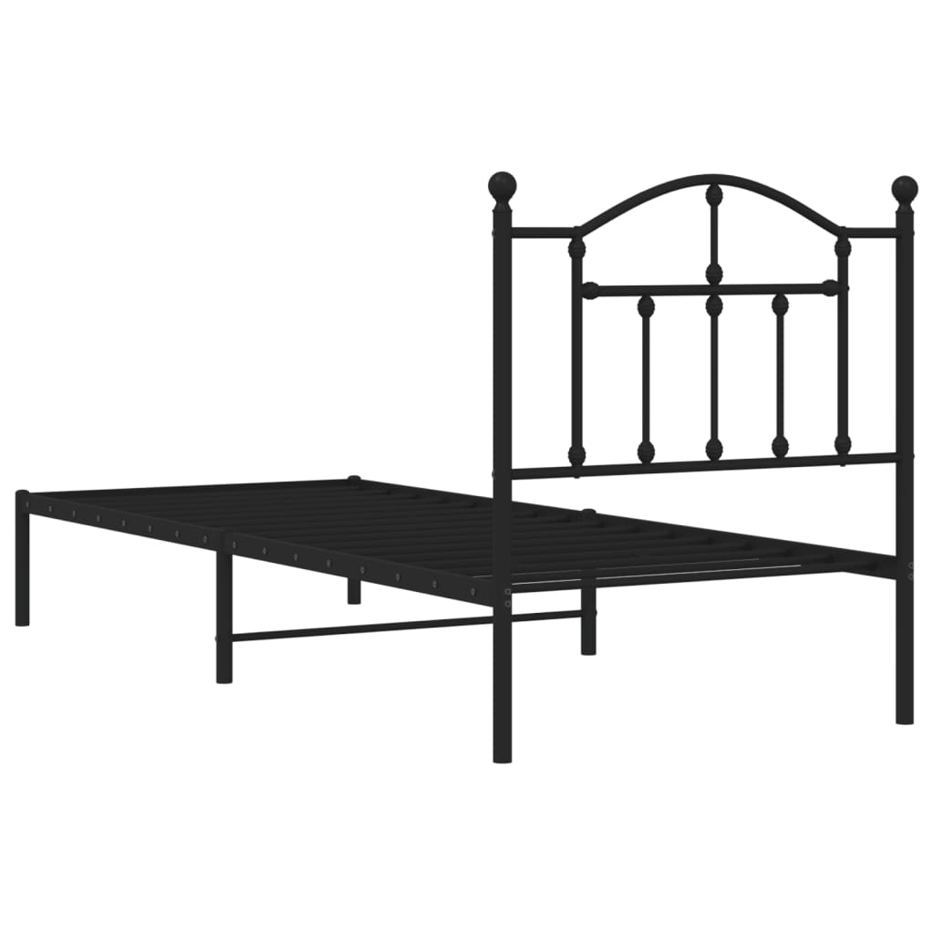 vidaXL Bettgestell mit Kopfteil Metall Schwarz 90x190 cm