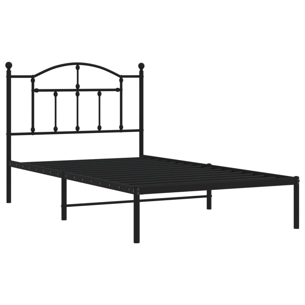 vidaXL Bettgestell mit Kopfteil Metall Schwarz 100x190 cm