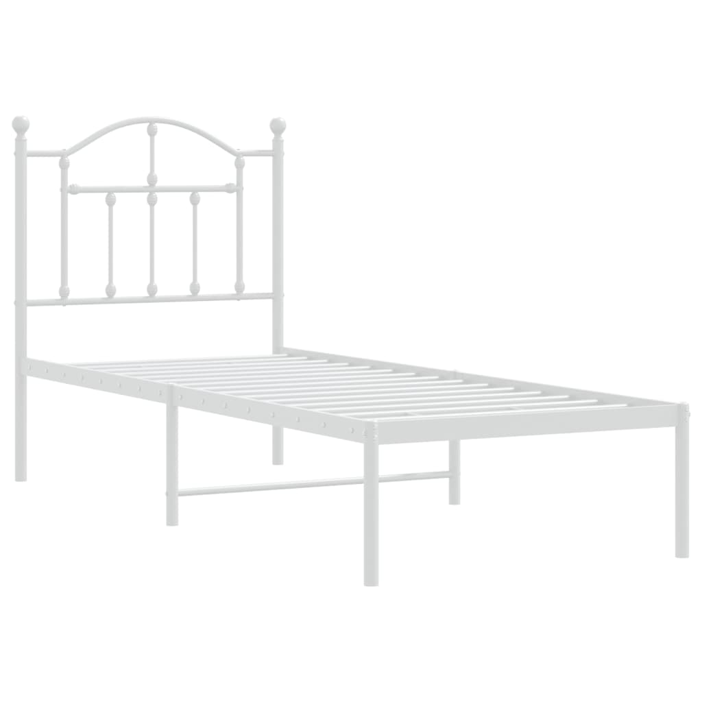 vidaXL Metallbett ohne Matratze mit Kopfteil Weiß 75x190 cm