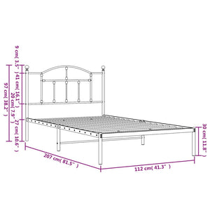 vidaXL Bettgestell mit Kopfteil Metall Weiß 107x203 cm