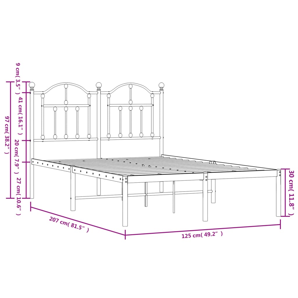 Bettgestell mit Kopfteil Metall Weiß 120x200 cm Stilecasa