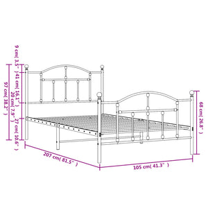 vidaXL Bettgestell mit Kopf- und Fußteil Metall Weiß 100x200 cm