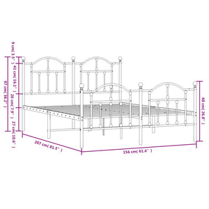 vidaXL Bettgestell mit Kopf- und Fußteil Metall Weiß 150x200 cm