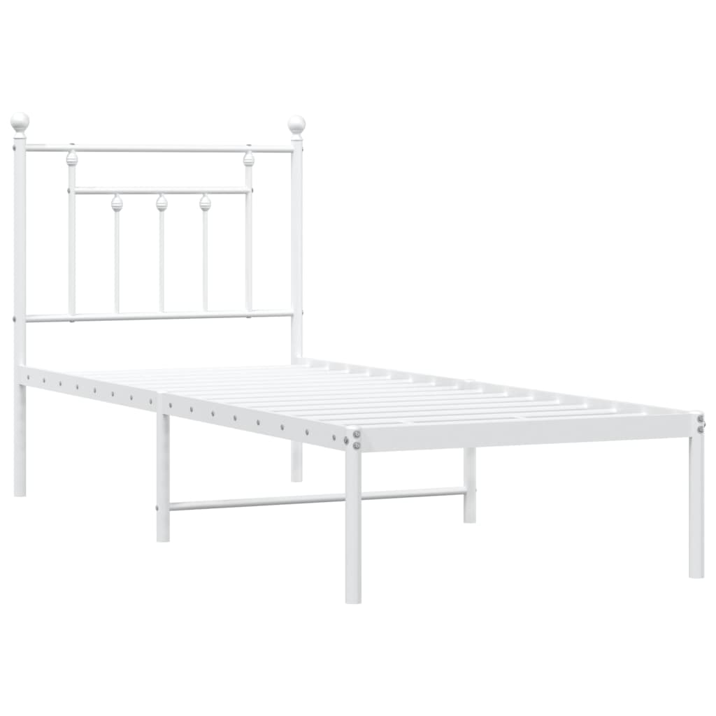 Metallbett ohne Matratze mit Kopfteil Weiß 75x190 cm Stilecasa