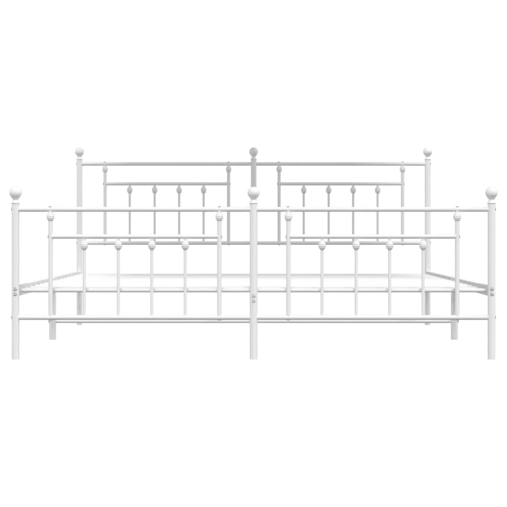 Bettgestell mit Kopf- und Fußteil Metall Weiß 200x200 cm Stilecasa