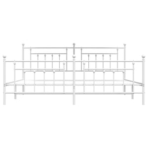 Bettgestell mit Kopf- und Fußteil Metall Weiß 200x200 cm Stilecasa