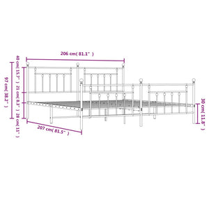 Bettgestell mit Kopf- und Fußteil Metall Weiß 200x200 cm Stilecasa