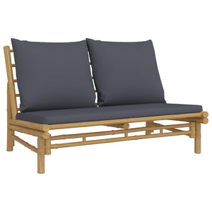 vidaXL 2-tlg. Garten-Lounge-Set mit Dunkelgrauen Kissen Bambus