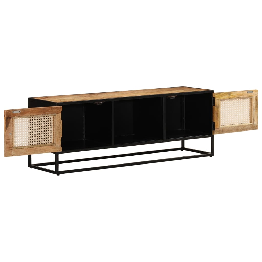 vidaXL TV-Schrank 110x30x40 cm Raues Massivholz Mango & Eisen