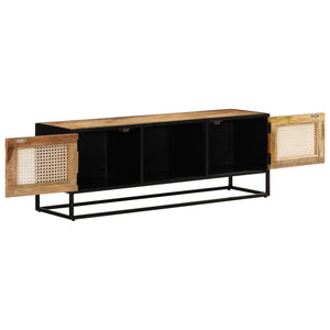 vidaXL TV-Schrank 110x30x40 cm Raues Massivholz Mango & Eisen