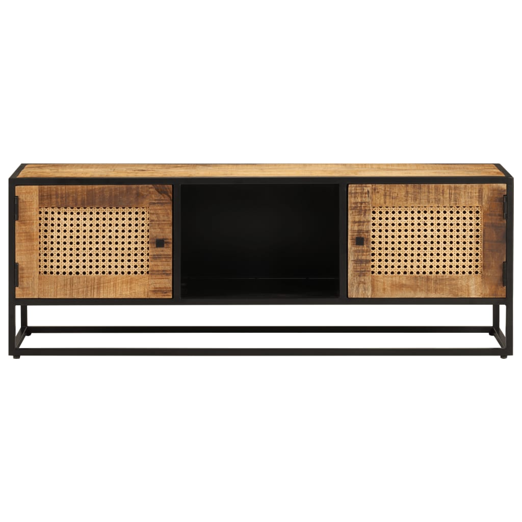 vidaXL TV-Schrank 110x30x40 cm Raues Massivholz Mango & Eisen