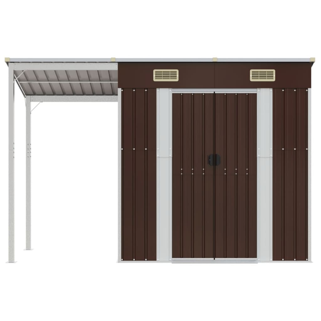 vidaXL Gartenhaus mit Schleppdach Braun 277x110,5x181 cm Stahl