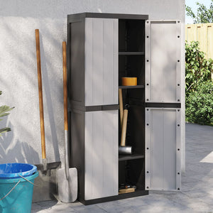 vidaXL Gartenschrank Grau und Schwarz 65x37x165 cm PP