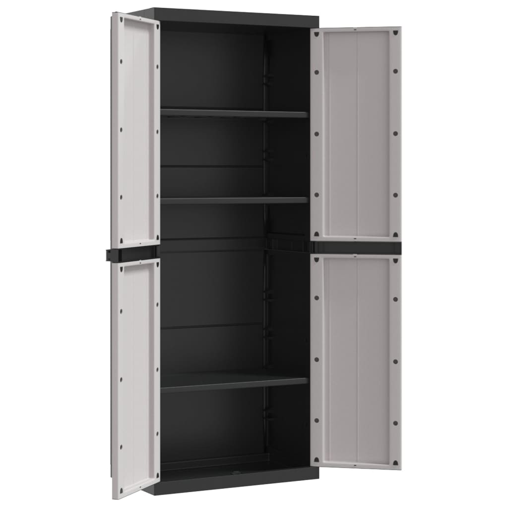 vidaXL Gartenschrank Grau und Schwarz 65x37x165 cm PP