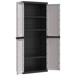 vidaXL Gartenschrank Grau und Schwarz 65x37x165 cm PP