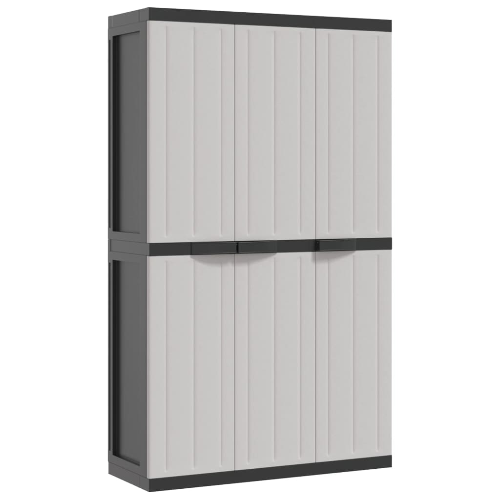 vidaXL Gartenschrank Grau und Schwarz 97x37x165 cm PP