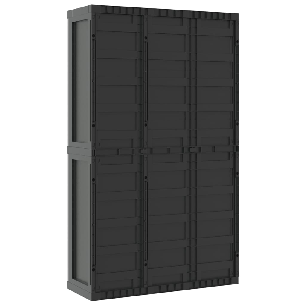 vidaXL Gartenschrank Grau und Schwarz 97x37x165 cm PP