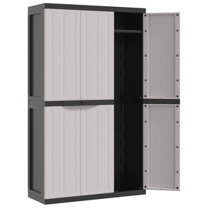 vidaXL Gartenschrank Grau und Schwarz 97x37x165 cm PP