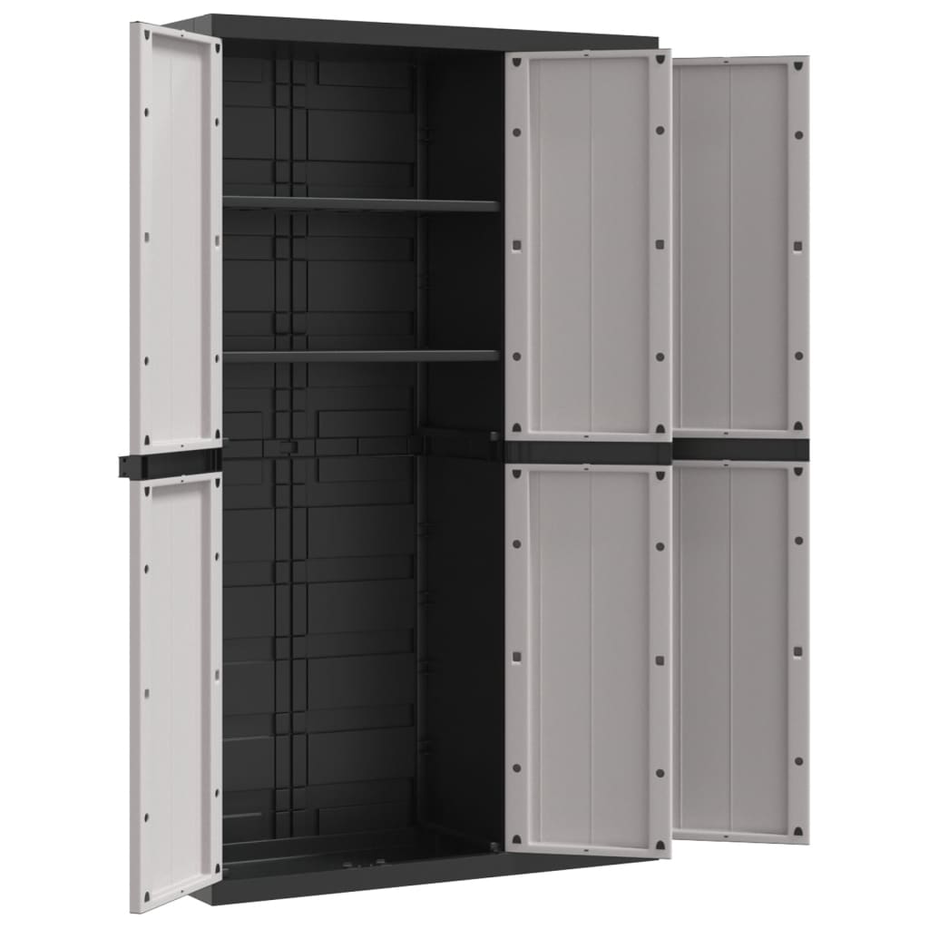 vidaXL Gartenschrank Grau und Schwarz 97x37x165 cm PP