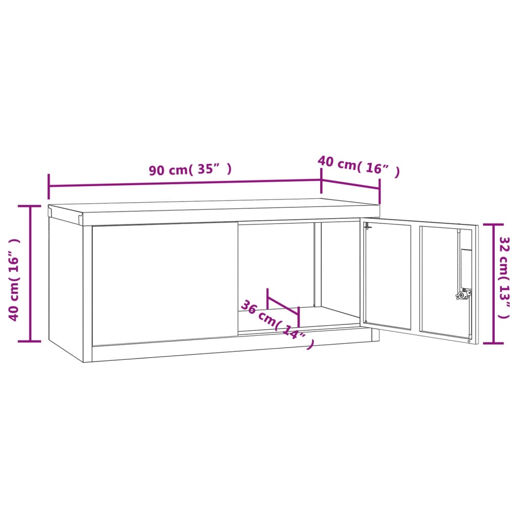 Aktenschrank Weiß 90x40x40 cm Stahl Stilecasa