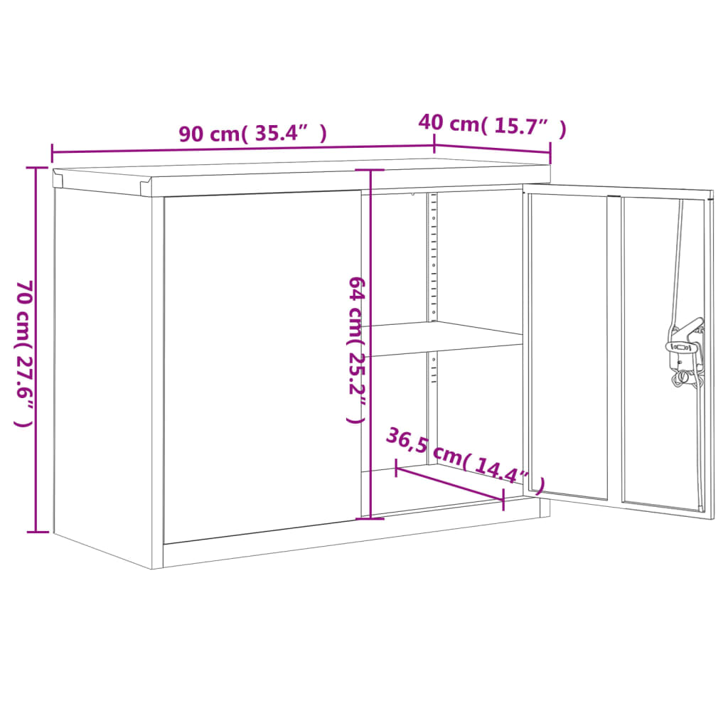 vidaXL Aktenschrank Hellgrau und Blau 90x40x70 cm Stahl