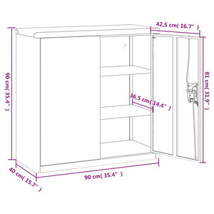 vidaXL Aktenschrank Weiß 90x40x90 cm Stahl