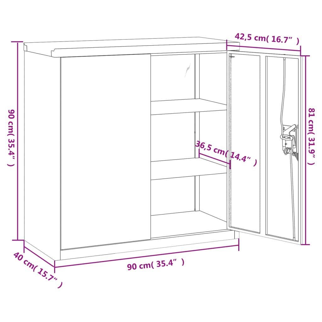 vidaXL Aktenschrank Schwarz 90x40x90 cm Stahl