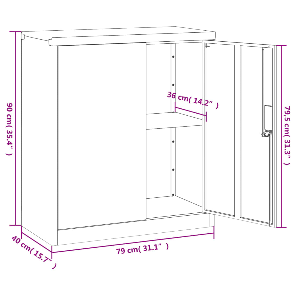 Aktenschrank Weiß 79x40x90 cm Stahl Stilecasa