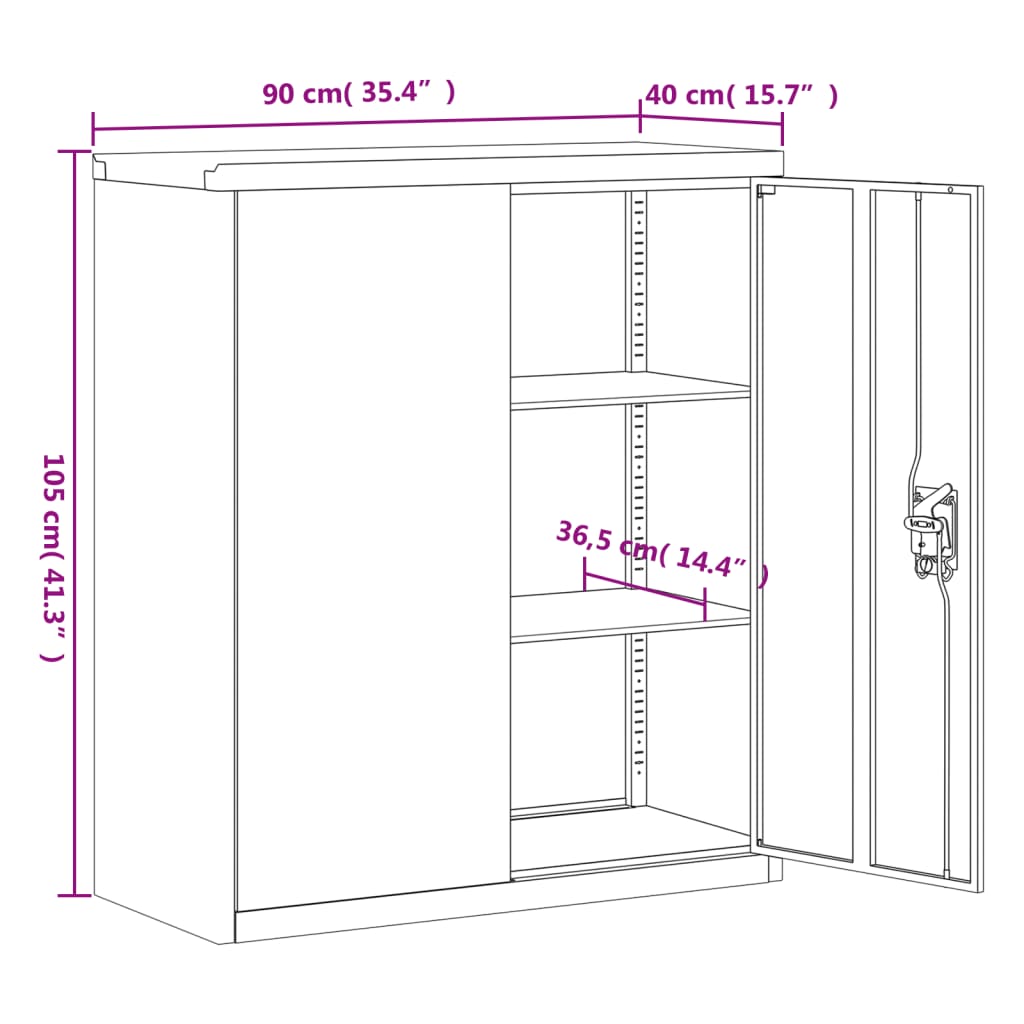 vidaXL Aktenschrank Hellgrau 90x40x105 cm Stahl